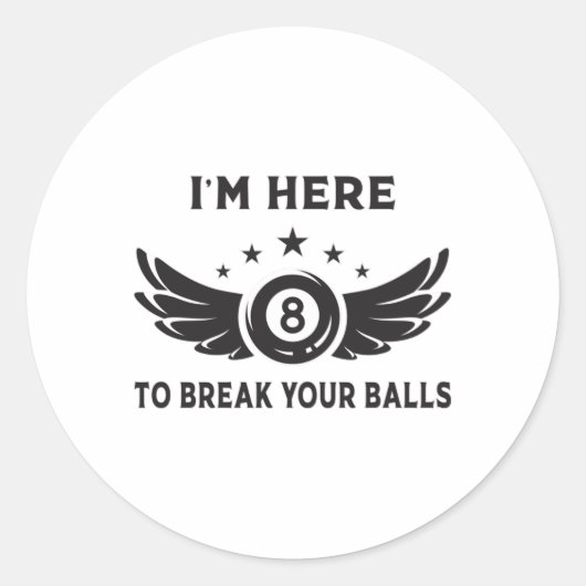 Biljart 8 Bal Snooker Biljart Grappig Gift Idee Ronde Sticker (Voorkant)