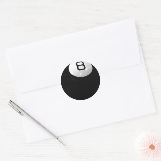 Biljart Acht Bal Ronde Sticker (Envelop)