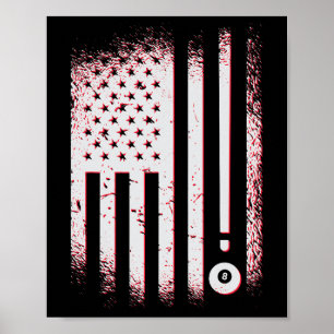 Biljart Amerikaanse vlag Amerikaanse poolspelers e Poster