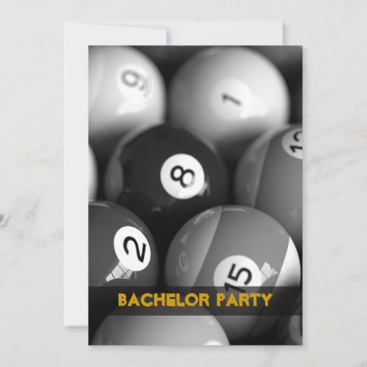 Biljart Bachelor Party Uitnodigingskaarten Kaart (Voorkant)