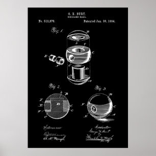 Biljart bal Patent Poster