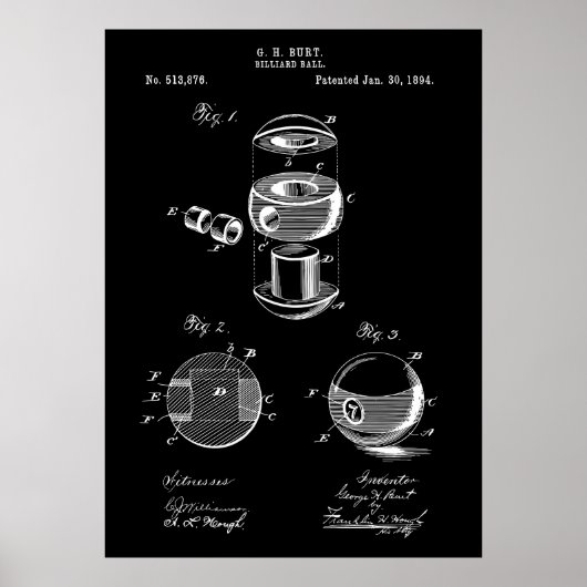Biljart bal Patent Poster (Voorkant)
