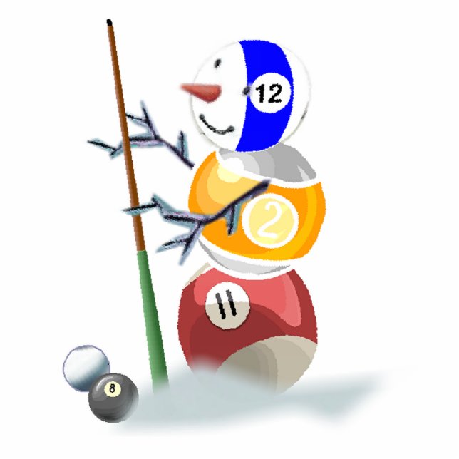 Biljart bal sneeuwman Kerst Ornament Fotobeeldje Ornament (Voorkant)