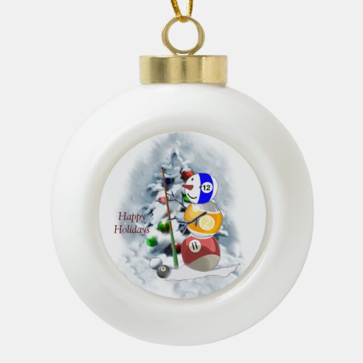 Biljart Ball Snowman Kerst Acryl Ornament (Voorkant)
