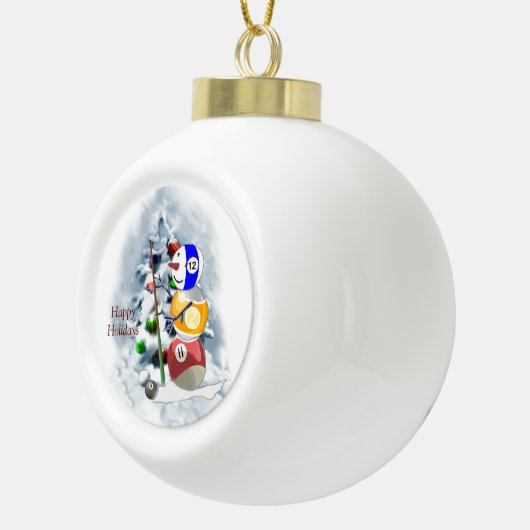 Biljart Ball Snowman Kerst Acryl Ornament (Rechts)