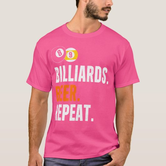 Biljart bier herhaal grappige biljart t-shirt (Voorkant)