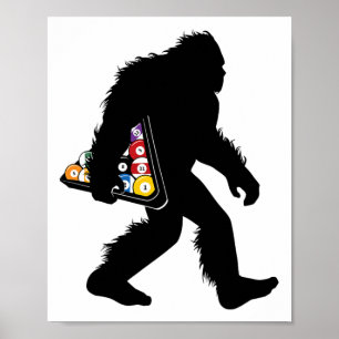 Biljart Bigfoot met zwembad Sasquatch Snooker Poster