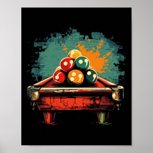 Biljart Comic Style Indoor Sports Poster (Voorkant)