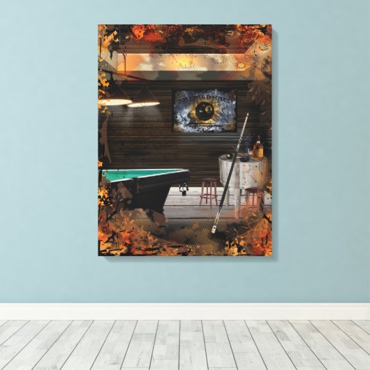 Biljart Cue Sport Canvas Afdruk (Insitu (Houten vloer))