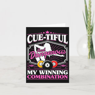 Biljart cue-tiful en gevaarlijk 8 bal vrouwen poo kaart