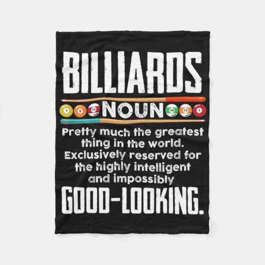 Biljart Definitie - Grappig Biljart 8 Ball Pool Fleece Deken (Voorkant)