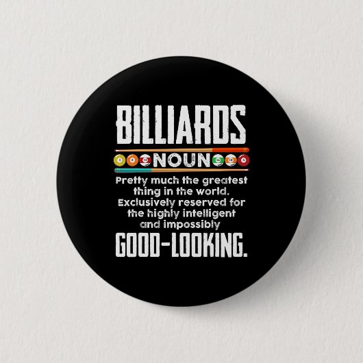 Biljart Definitie - Grappig Biljart 8 Ball Pool Ronde Button 5,7 Cm (Voorkant)