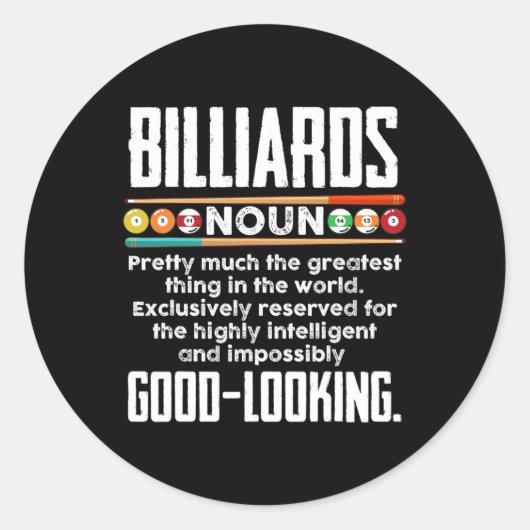 Biljart Definitie - Grappig Biljart 8 Ball Pool Ronde Sticker (Voorkant)