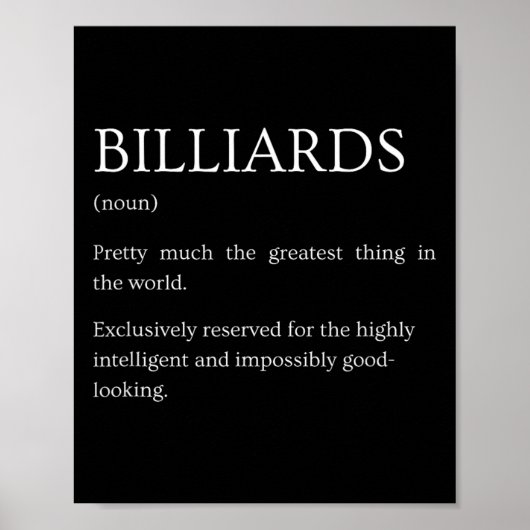Biljart Definitie - Grappige Sarcastische Biljart Poster (Voorkant)