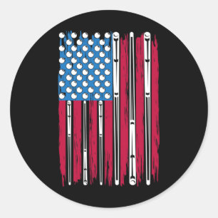 Biljart en Amerikaanse vlag gemaakt voor een bilja Ronde Sticker