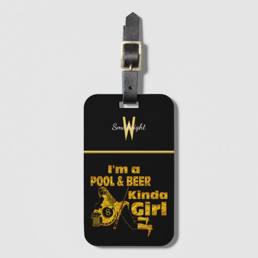 Biljart en bier Quote met Retro Vibe Bagagelabel (Voorkant (verticaal))