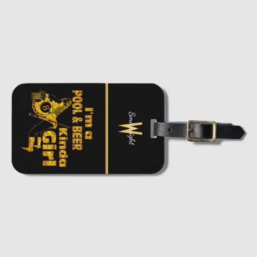 Biljart en bier Quote met Retro Vibe Bagagelabel (Voorkant (horizontaal))