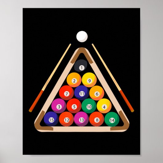 biljart en stick biljart poolspeler poster (Voorkant)