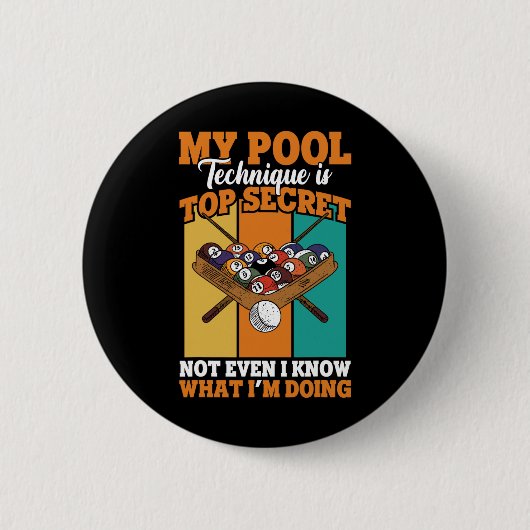 Biljart Funny Pool Player Mijn Pool Techniek Ronde Button 5,7 Cm (Voorkant)