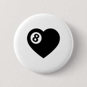 Biljart Hart Liefde Pool Speler Valentijn Poll Bal Ronde Button 5,7 Cm