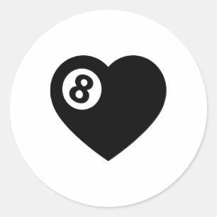 Biljart Hart Liefde Pool Speler Valentijn Poll Bal Ronde Sticker