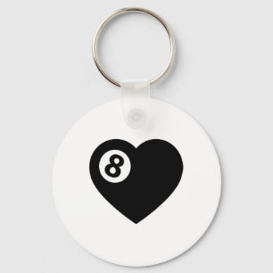 Biljart Hart Liefde Pool Speler Valentijn Poll Bal Sleutelhanger