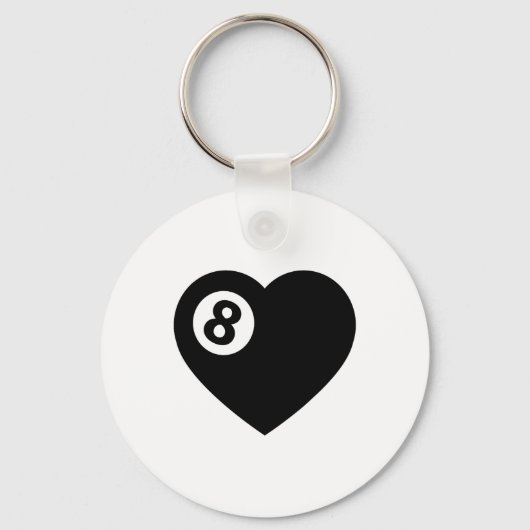 Biljart Hart Liefde Pool Speler Valentijn Poll Bal Sleutelhanger (Voorkant)