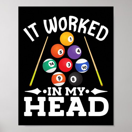 Biljart het werkte in mijn hoofd pool biljart spel poster (Voorkant)