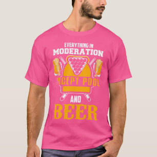 Biljart Joke Beer Lover Biljart Pool Speler T-shirt