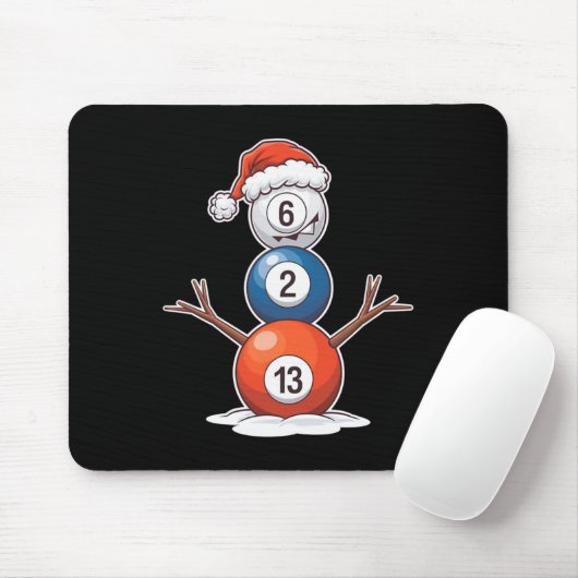 Biljart Kerst Sneeuwman met pooltafel Muismat (Met muis)