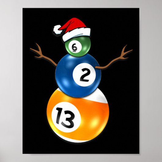 Biljart Kerst Sneeuwman met pooltafel Poster (Voorkant)