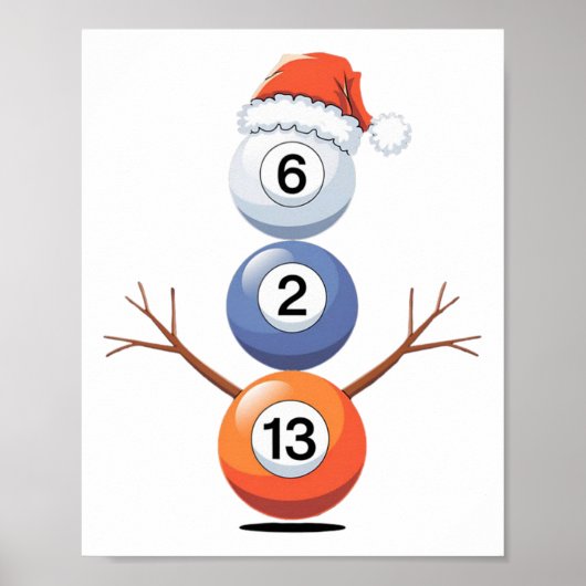 Biljart Kerst Sneeuwman met pooltafel Poster (Voorkant)