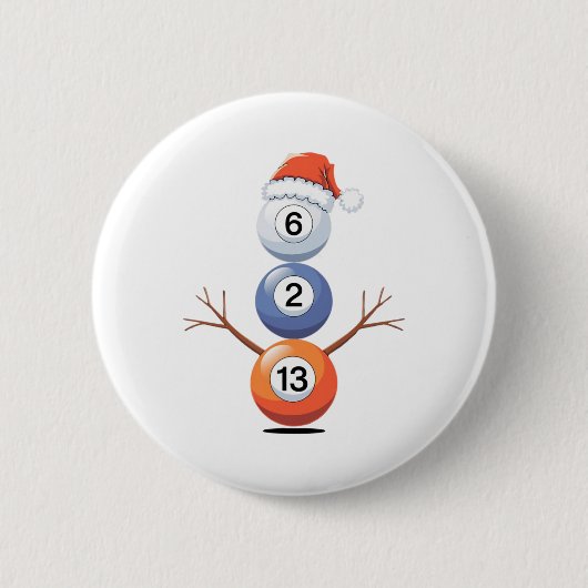 Biljart Kerst Sneeuwman met pooltafel Ronde Button 5,7 Cm (Voorkant)