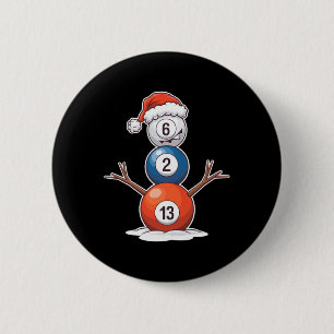 Biljart Kerst Sneeuwman met pooltafel Ronde Button 5,7 Cm