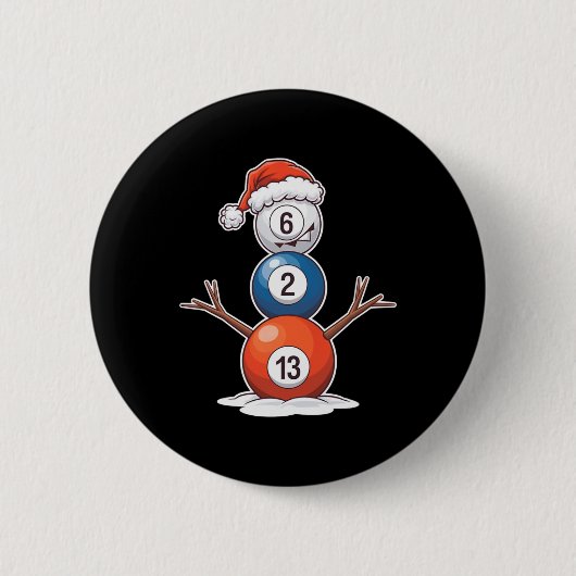 Biljart Kerst Sneeuwman met pooltafel Ronde Button 5,7 Cm (Voorkant)