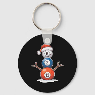 Biljart Kerst Sneeuwman met pooltafel Sleutelhanger