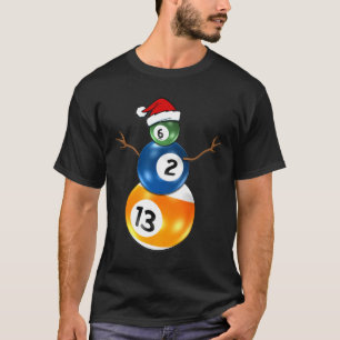 Biljart Kerst Sneeuwman met pooltafel T-shirt