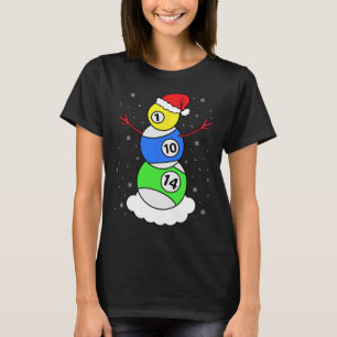 Biljart Kerst Sneeuwman Shirt Zwembad Speler Chri