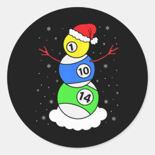 Biljart Kerst Sneeuwman Shirt Zwembad Speler Chri Ronde Sticker