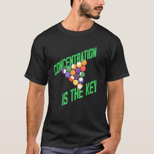 Biljart Keu Concentratie Ontwerp T-shirt (Voorkant)