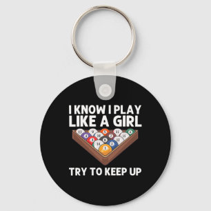Biljart Kunst voor Meisjes Vrouwen 8 Ball Pool bil Sleutelhanger