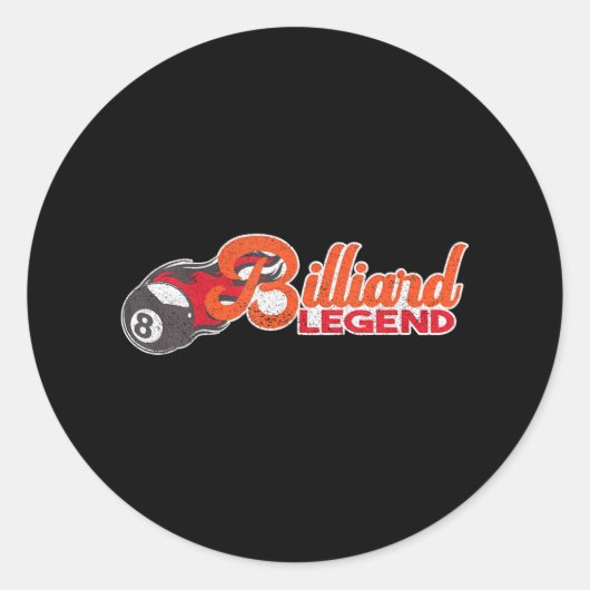 Biljart Legende 8 Bal Snooker Pool Biljart Ronde Sticker (Voorkant)