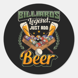 Biljart legende gewoon toevoegen bier grappig snoo ronde sticker