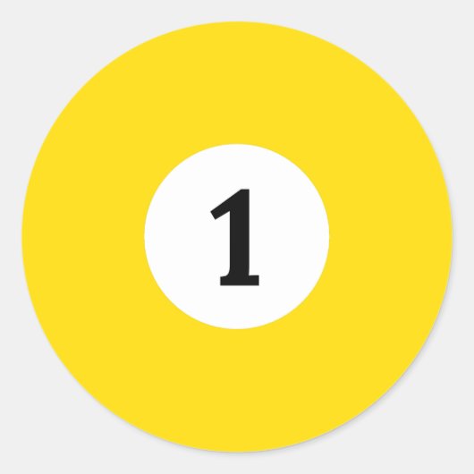 biljart massief gele bal 1 ronde sticker (Voorkant)