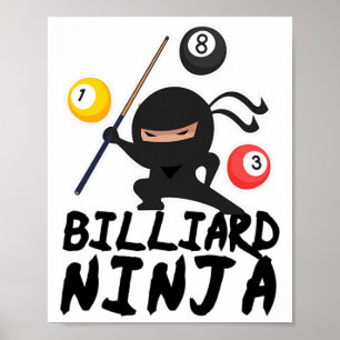 Biljart Ninja Pool Player 8 Grappig Poster