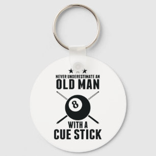 Biljart onderschat nooit een oud Man met een aanwi Sleutelhanger