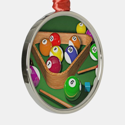 Biljart, opstellen maar, kleurrijk ontwerp, metalen ornament (Rechts)
