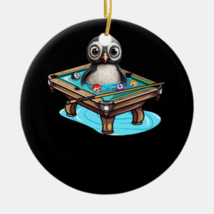 Biljart Penguin Hustler Zwembad Snooker Spelen Poo Keramisch Ornament