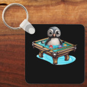 Biljart Penguin Hustler Zwembad Snooker Spelen Poo Sleutelhanger (Voorkant)