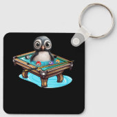 Biljart Penguin Hustler Zwembad Snooker Spelen Poo Sleutelhanger (Achterkant)